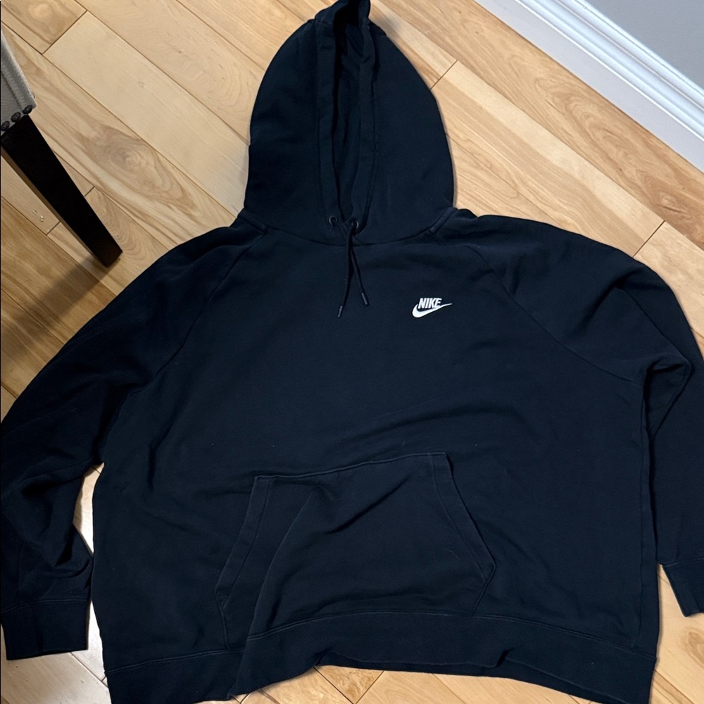 Nike Women's Black Hoodie with White Logo